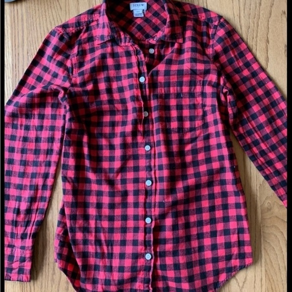 J Crew Women's Shirt Size XXS Red Black lumber jack checker - Picture 2 of 2